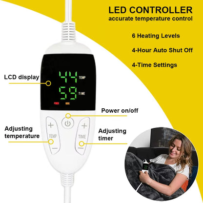 Wearable Electric Heating Sleeve Blanket Flannel & Sherpa, Electric Blankets 6 Heat Settings, 10-Hour Time Auto-Off Function