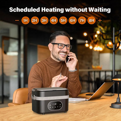 Gison 1.5L Electric Heated Lunch Box for Adults 60W Heated with Temp 18000mah Display Portable Food Warmer for Work Car or home